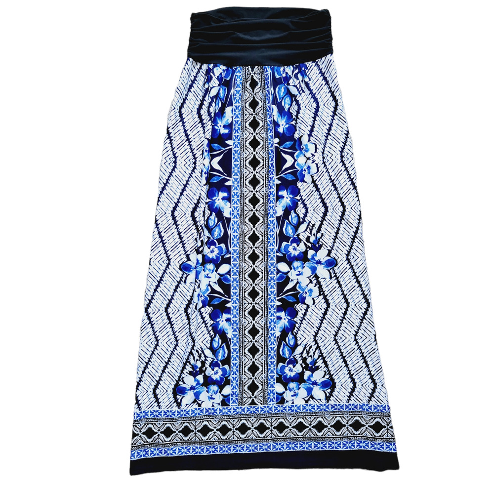 Mosaic/Tribal/Floral Print Maxi Skirt, Size Large 12/14